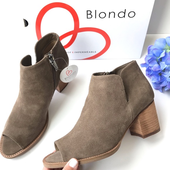 Blondo Shoes - NWB BLONDO Nappa Heeled Leather Peep Toe Booties 9